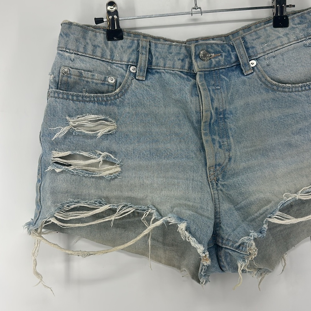 Zara Denim Five Button Distressed Short